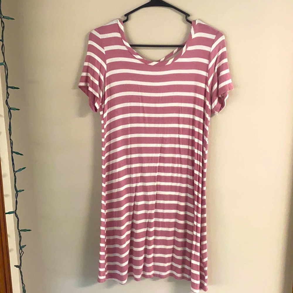 Pink and white striped dress